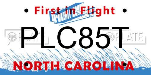 PLC85T North Carolina License Plate