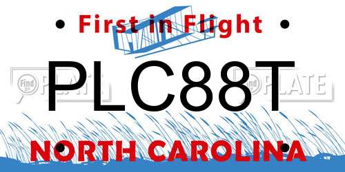 PLC88T North Carolina License Plate