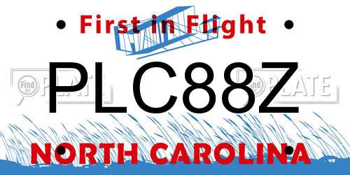 PLC88Z North Carolina License Plate