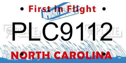 PLC9112 North Carolina License Plate
