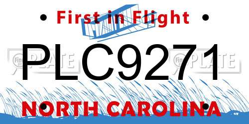 PLC9271 North Carolina License Plate