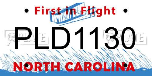 PLD1130 North Carolina License Plate