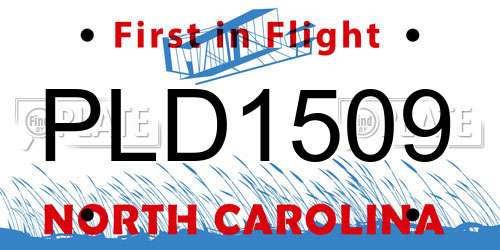 PLD1509 North Carolina License Plate