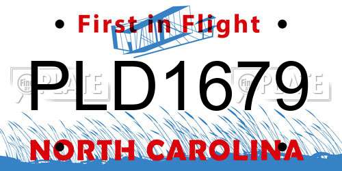 PLD1679 North Carolina License Plate