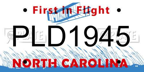 PLD1945 North Carolina License Plate