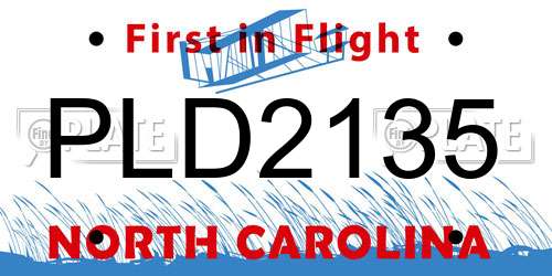 PLD2135 North Carolina License Plate
