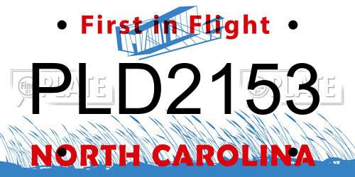 PLD2153 North Carolina License Plate