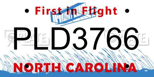PLD3766 North Carolina License Plate