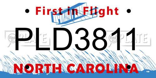 PLD3811 North Carolina License Plate