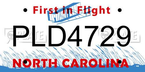 PLD4729 North Carolina License Plate
