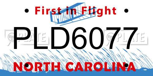 PLD6077 North Carolina License Plate