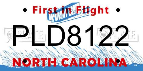 PLD8122 North Carolina License Plate