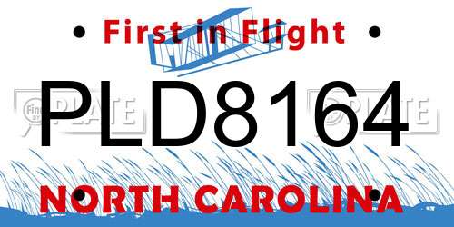 PLD8164 North Carolina License Plate