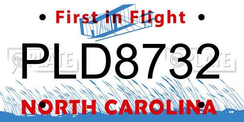 PLD8732 North Carolina License Plate