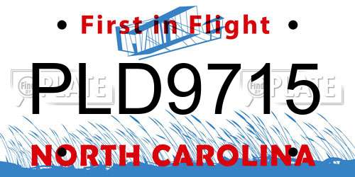 PLD9715 North Carolina License Plate