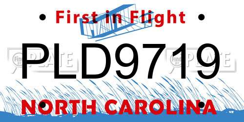 PLD9719 North Carolina License Plate