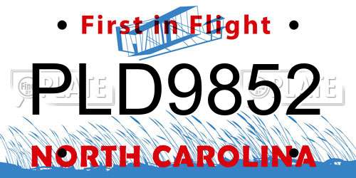 PLD9852 North Carolina License Plate