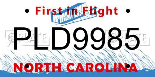 PLD9985 North Carolina License Plate