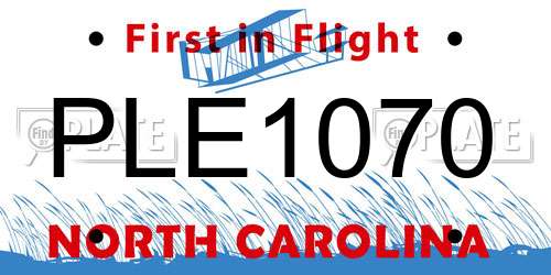 PLE1070 North Carolina License Plate