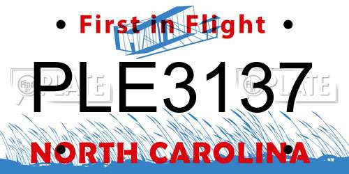 PLE3137 North Carolina License Plate