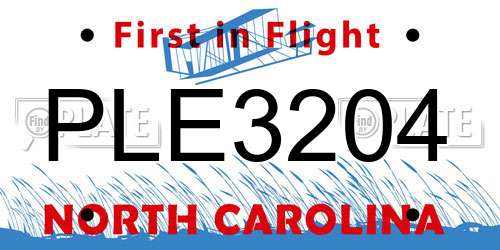 PLE3204 North Carolina License Plate