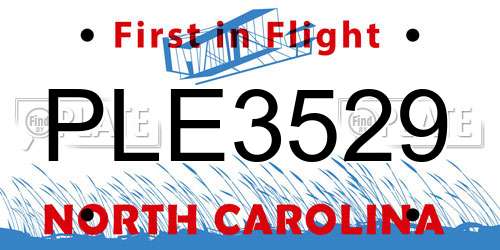 PLE3529 North Carolina License Plate