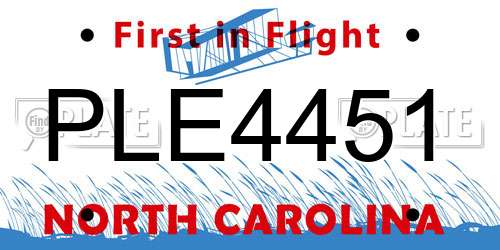 PLE4451 North Carolina License Plate