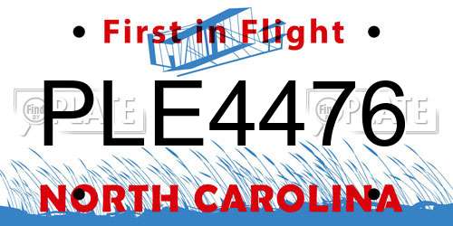 PLE4476 North Carolina License Plate