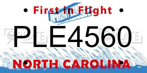 PLE4560 North Carolina License Plate