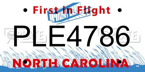 PLE4786 North Carolina License Plate