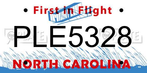 PLE5328 North Carolina License Plate