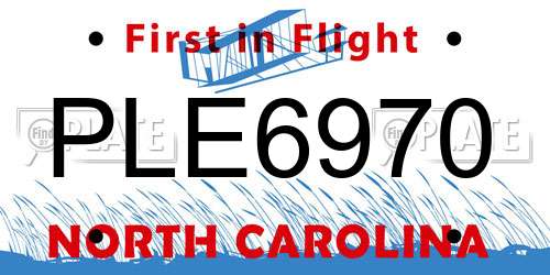 PLE6970 North Carolina License Plate