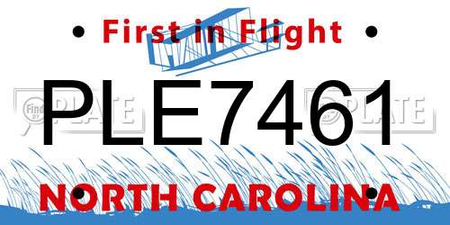 PLE7461 North Carolina License Plate