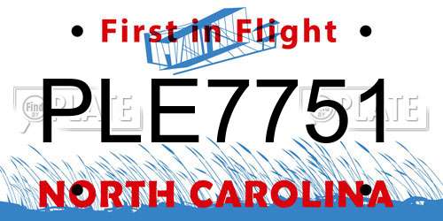 PLE7751 North Carolina License Plate