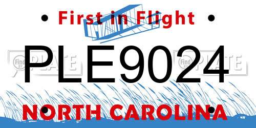 PLE9024 North Carolina License Plate