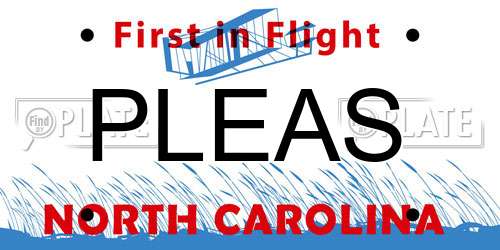 PLEAS North Carolina License Plate