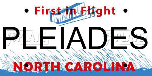 PLEIADES North Carolina License Plate