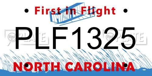 PLF1325 North Carolina License Plate