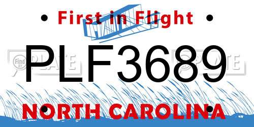 PLF3689 North Carolina License Plate