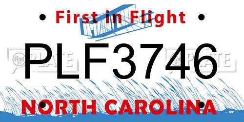 PLF3746 North Carolina License Plate