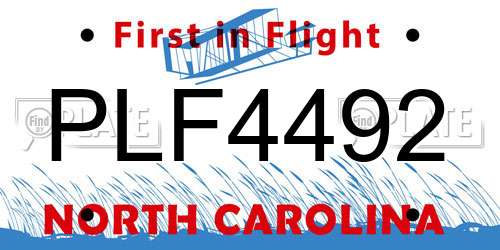 PLF4492 North Carolina License Plate