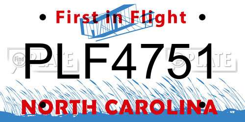 PLF4751 North Carolina License Plate