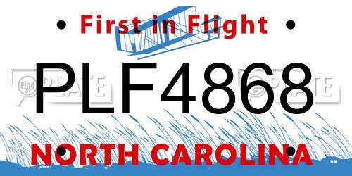 PLF4868 North Carolina License Plate