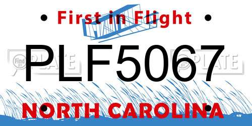 PLF5067 North Carolina License Plate