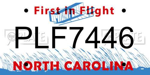 PLF7446 North Carolina License Plate