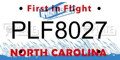 PLF8027 North Carolina License Plate