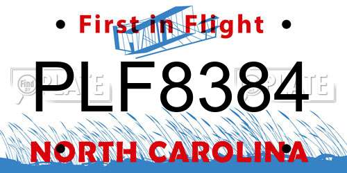 PLF8384 North Carolina License Plate