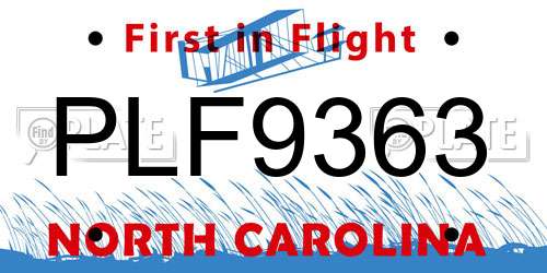 PLF9363 North Carolina License Plate