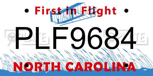 PLF9684 North Carolina License Plate