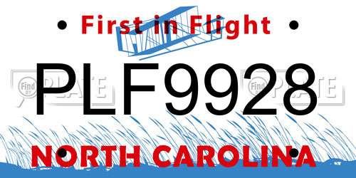 PLF9928 North Carolina License Plate